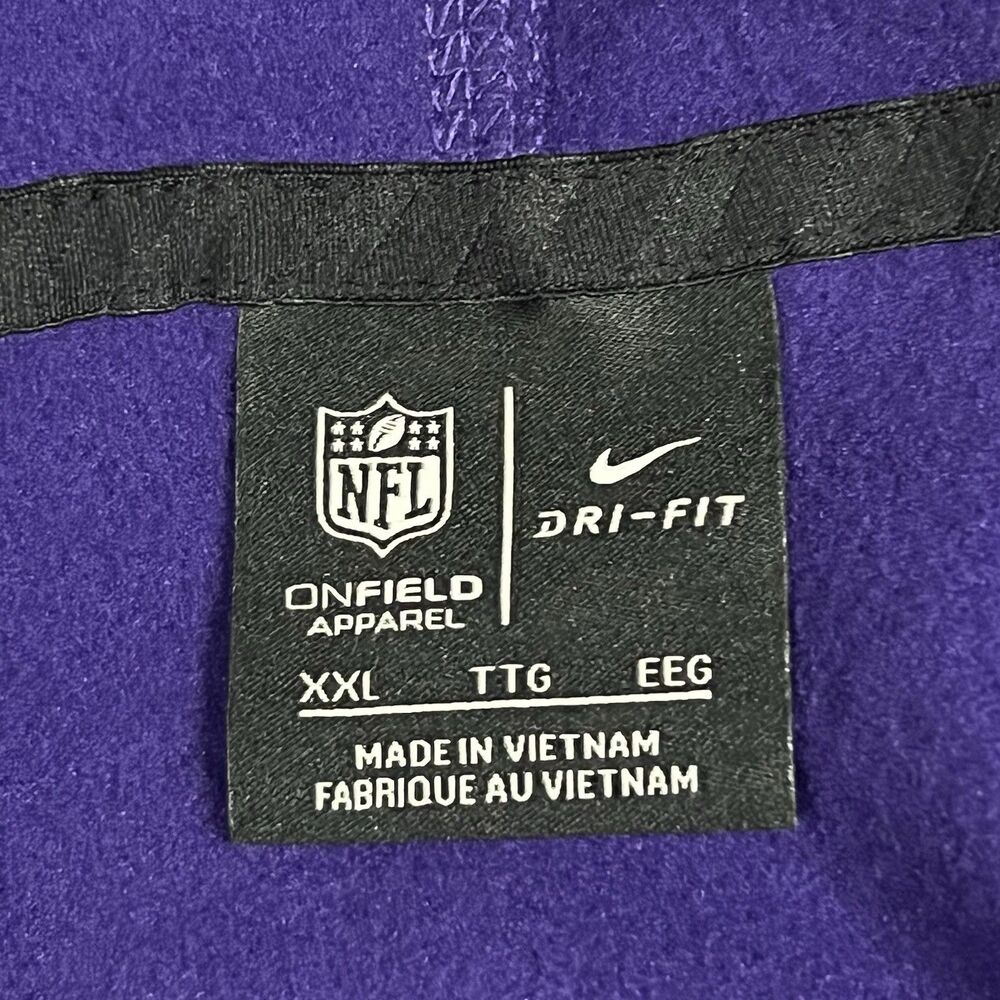 Minnesota Vikings Hoodie Mens 2XL Purple Nike On Field Dri Fit Full Zip NFL - Picture 4 of 11